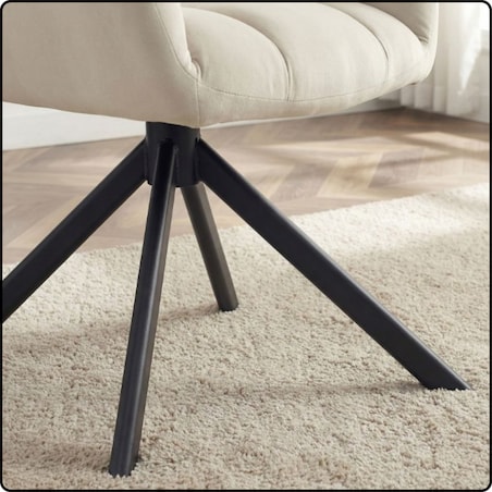 Krzesło tapicerowane obrotowe 180 do salonu jadalni nowoczesne welurowe beżowy