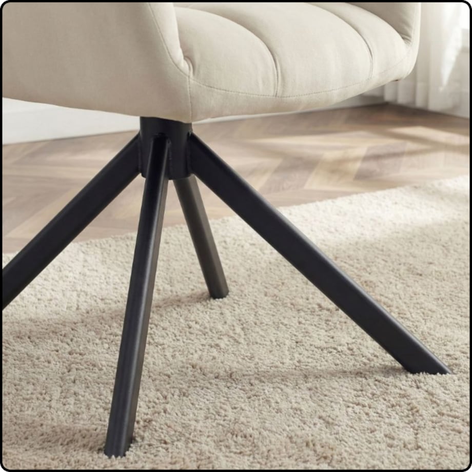 Krzesło tapicerowane obrotowe 180 do salonu jadalni nowoczesne welurowe beżowy