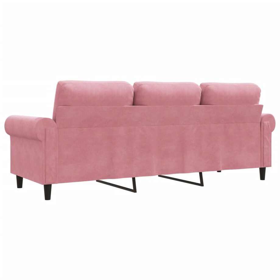 vidaXL Sofa 3-osobowa, różowa, 180 cm, obita aksamitem