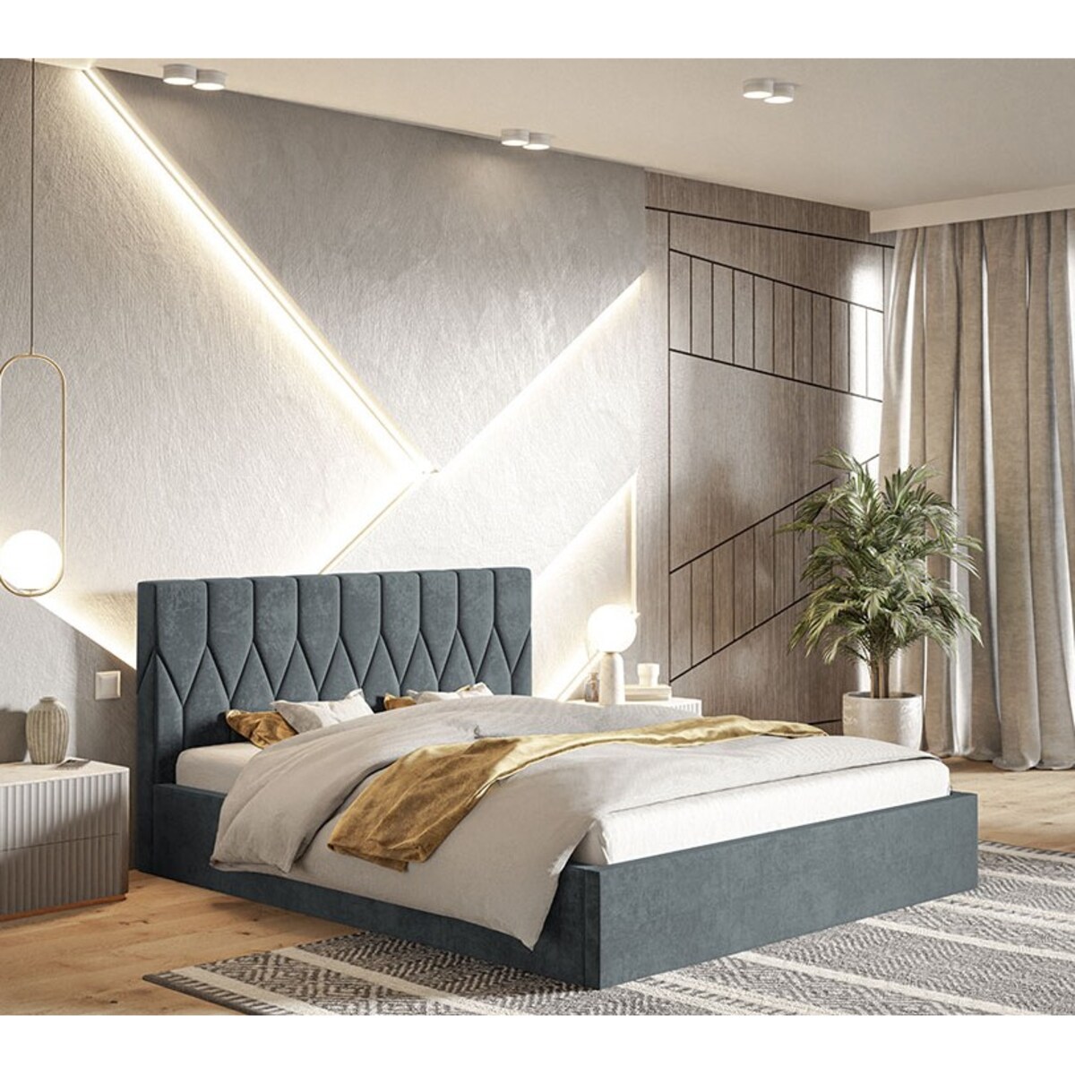 Łóżko jednoosobowe 120x200 OLDO 9 z pojemnikiem, tapicerowane- grafitowe