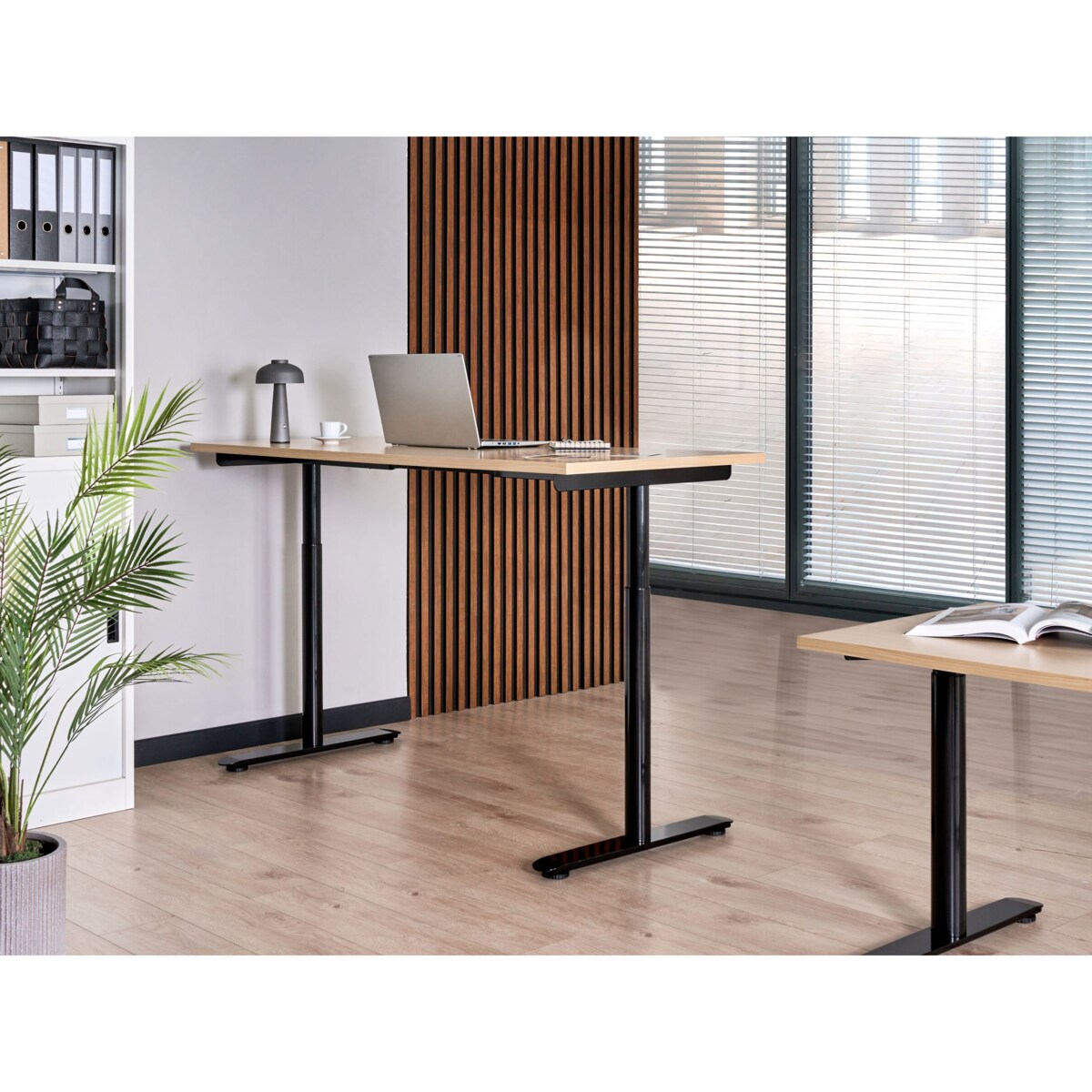 Biurko regulowane elektrycznie DESTINAS Czarny/ jasny brąz 160 cm 72 cm