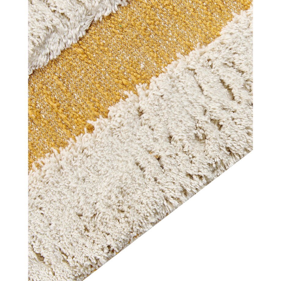 Dywan bawełniany 300 x 400 cm złamana biel z żółtym PERAI