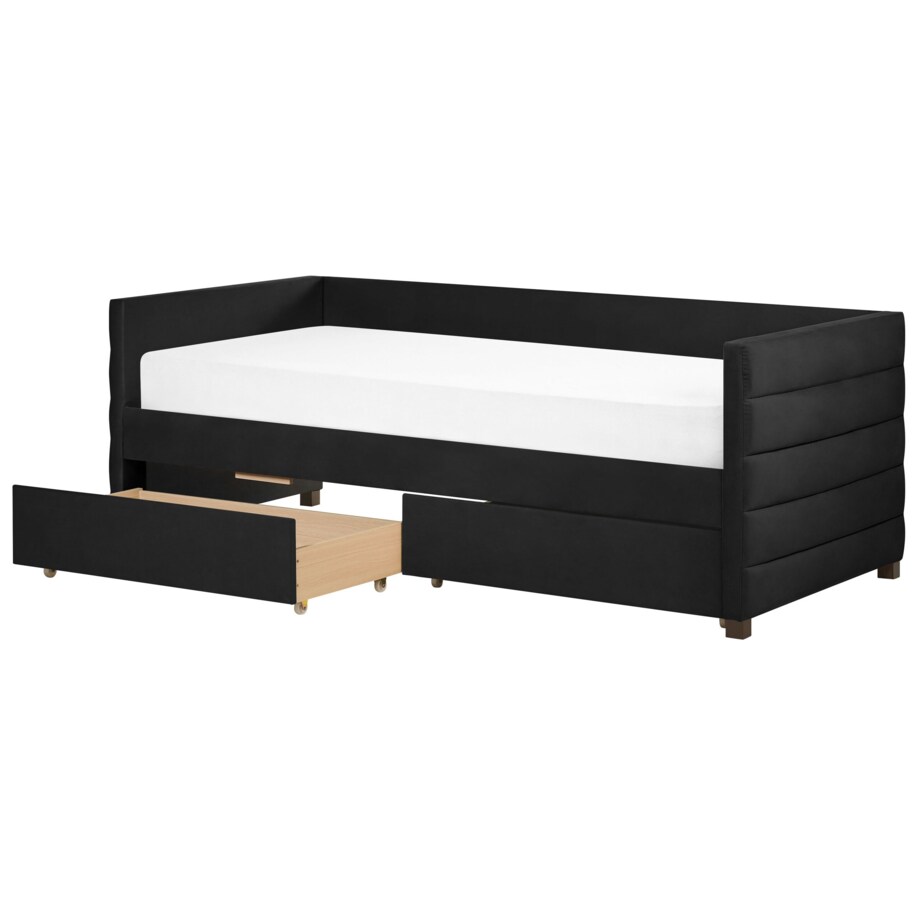 Łóżko dzienne welurowe 90 x 200 cm czarne MARRAY