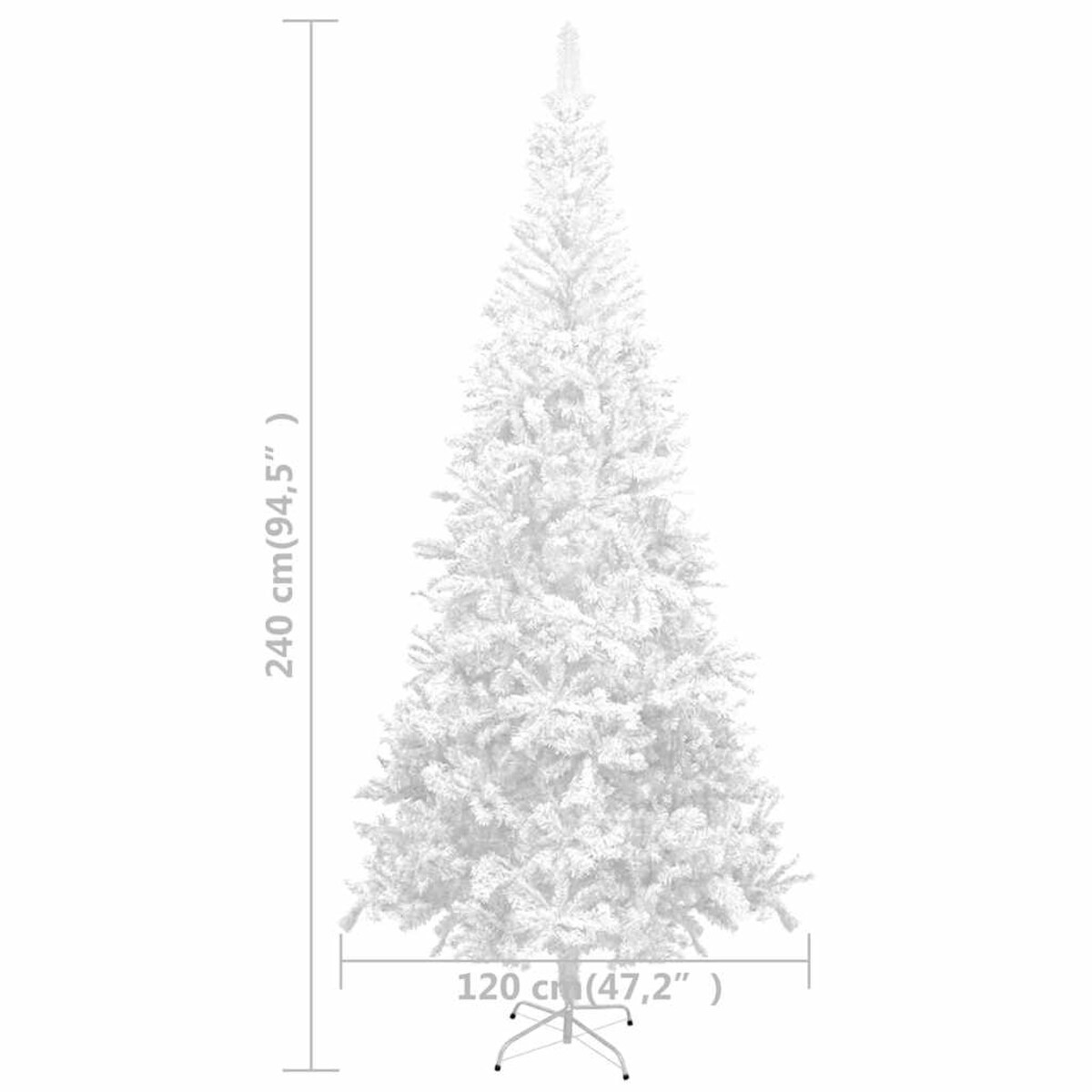 vidaXL Sztuczna choinka z lampkami i bombkami, L, 240 cm, biała