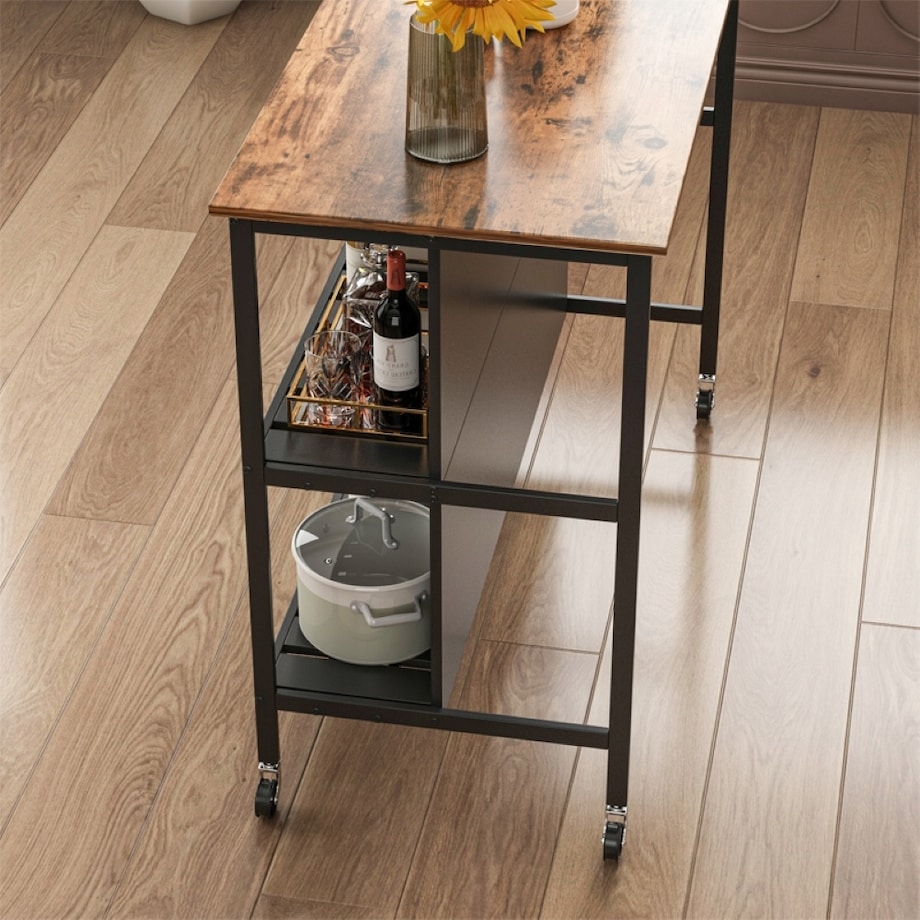 Wyspa kuchenna stół barowy kredens szafka na kółkach 2 półki regał wózek