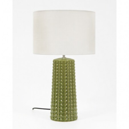 Lampa stołowa Gliss, kolor zielony i biały, ceramika, żelazo i tkanina, 30 x 30 x 52 cm, 1 x E27, max. 40 W, do salonu i sypialni, Mauro Ferretti