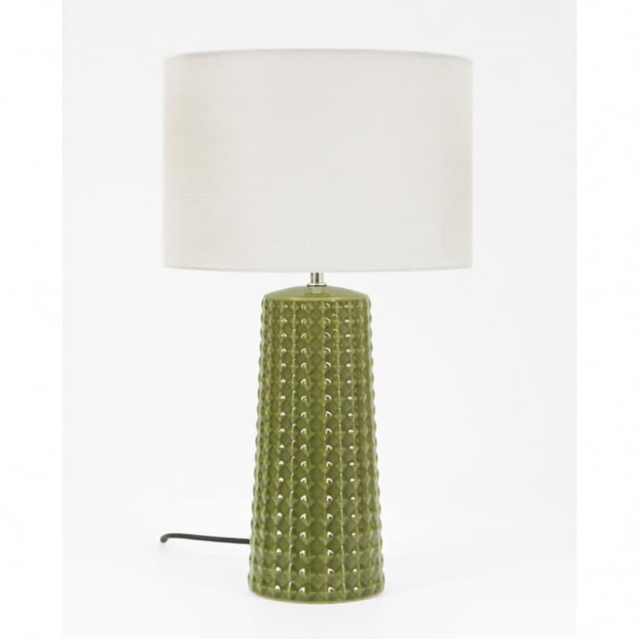 Lampa stołowa Gliss, kolor zielony i biały, ceramika, żelazo i tkanina, 30 x 30 x 52 cm, 1 x E27, max. 40 W, do salonu i sypialni, Mauro Ferretti