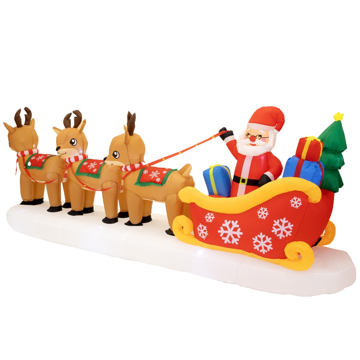 Nadmuchiwana ozdoba Mikołaj na saniach renifery świąteczne dmuchane