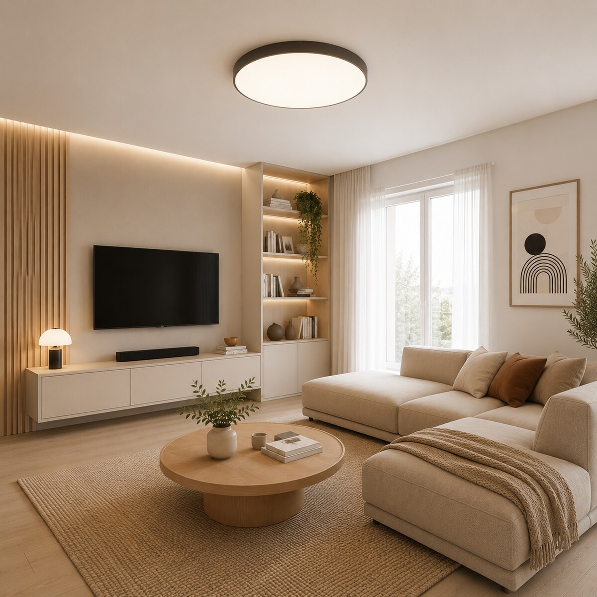 Lampa Sufitowa Łazienkowa Tk Lighting Velis Brązowy Plafon Led 60W Ip54 Zmienna Barwa, Ściemniany