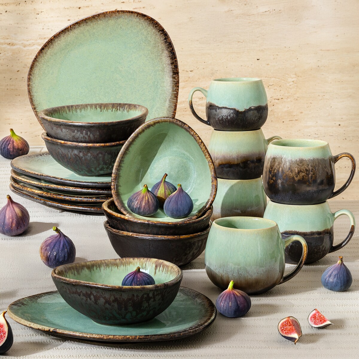 Konsimo PRIMA Zestaw śniadaniowy 6 os. (18 el.), szałwiowy