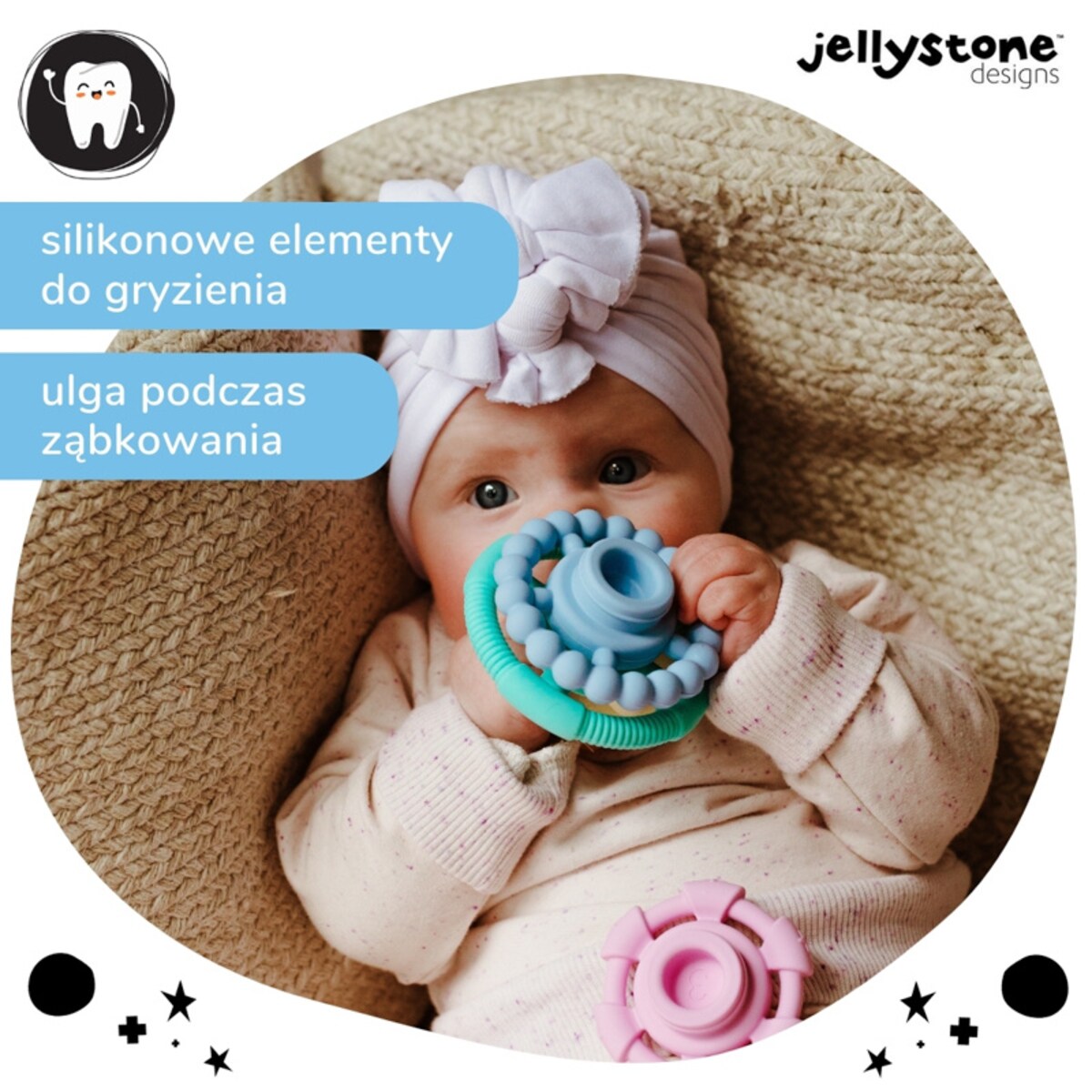 Silikonowy gryzak Mała Wieża, pastelowy, Jellystone