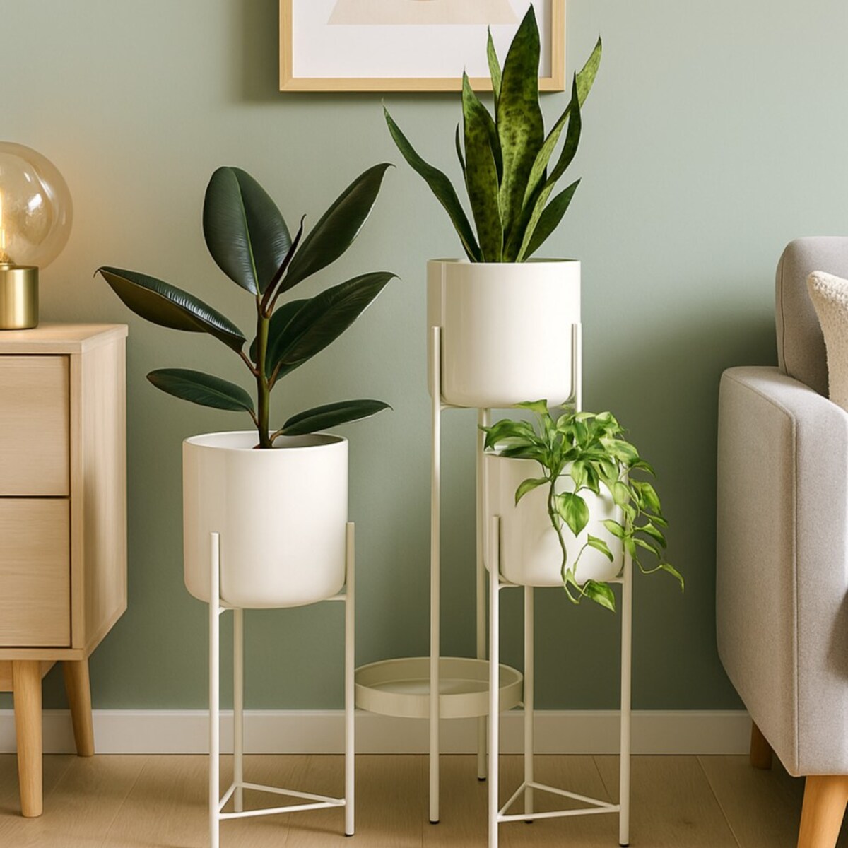 Kwietnik loftowy na 4 doniczki VIKO, cynkowy