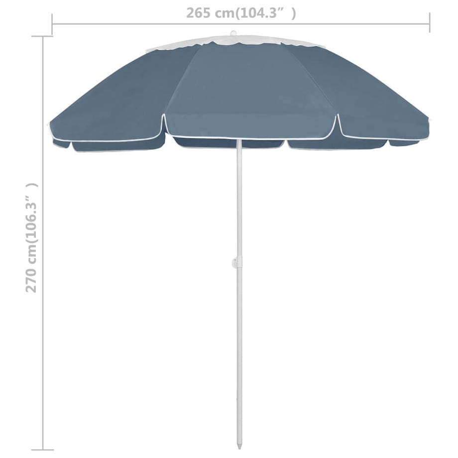 vidaXL Parasol plażowy, niebieski, 300 cm