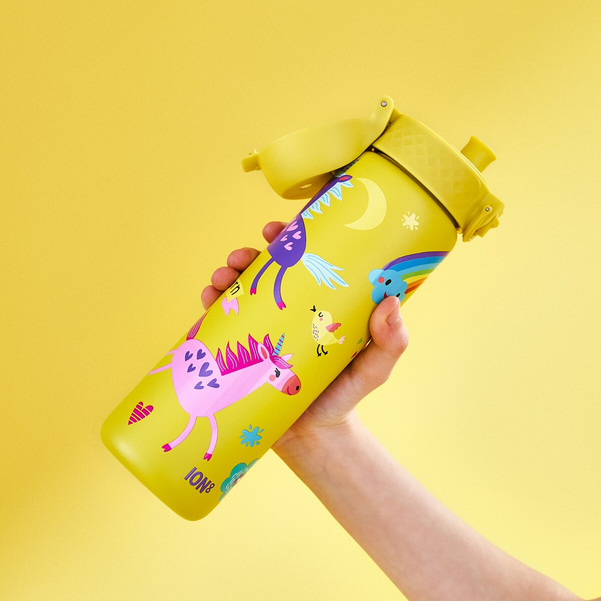 Butelka ION8 Single Wall I8SS600PYUNIC Unicorns (Yellow)