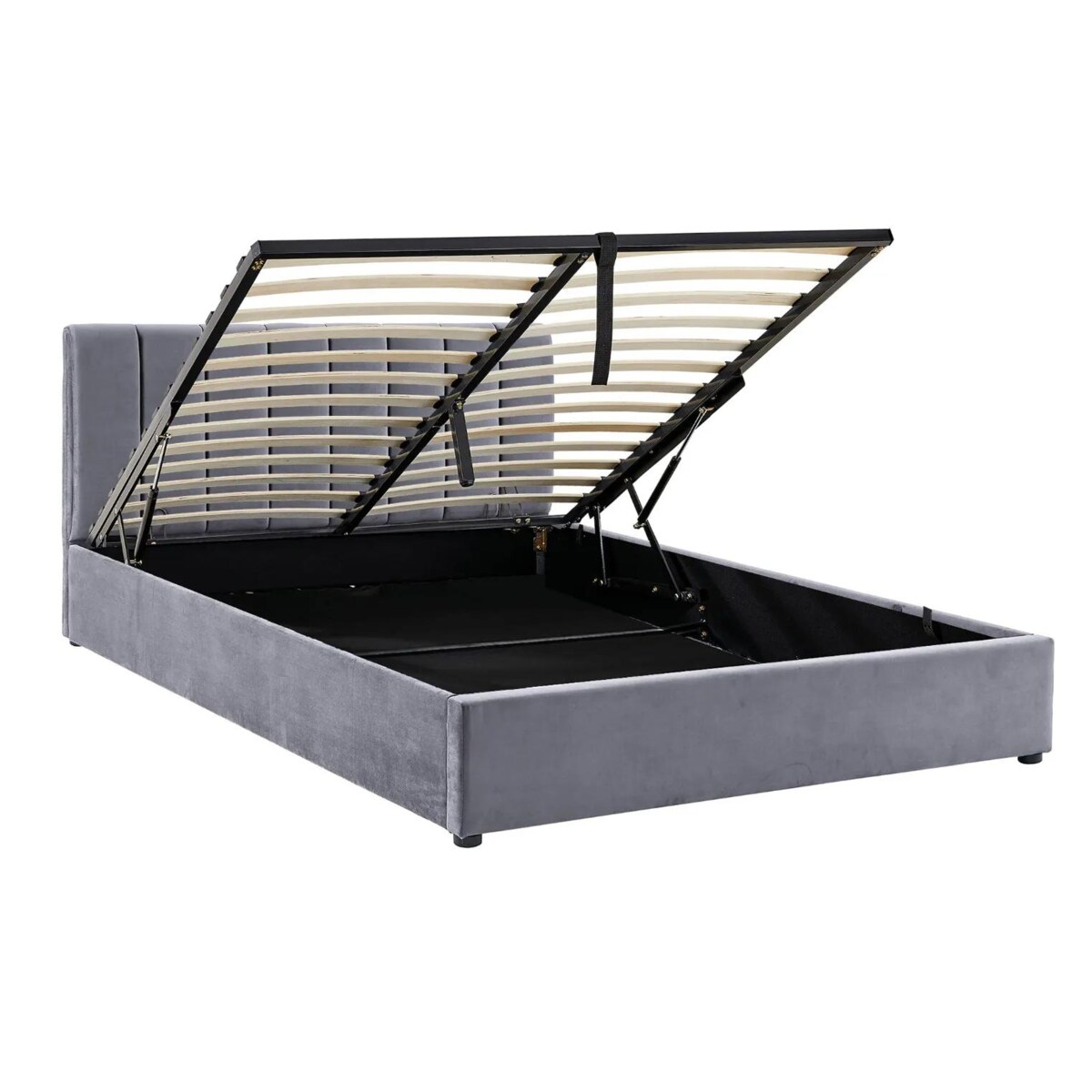 Łóżko tapicerowane MONTREAL VELVET 160x200 szare z pojemnikiem