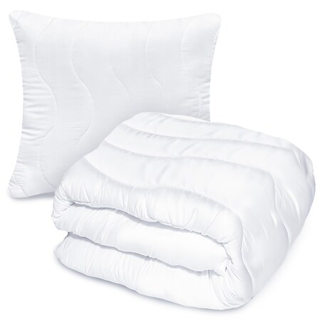 Kołdra Całoroczna 180X200 Cm + Poduszka 70X80 Cm Zestaw Mikrofibra Antyalergiczna Pikowana