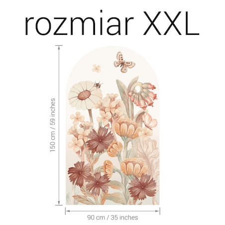 Naklejka na ścianę łuk Kwiaty boho XXL