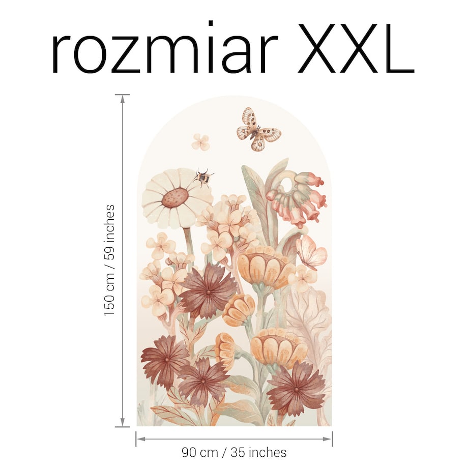 Naklejka na ścianę łuk Kwiaty boho XXL