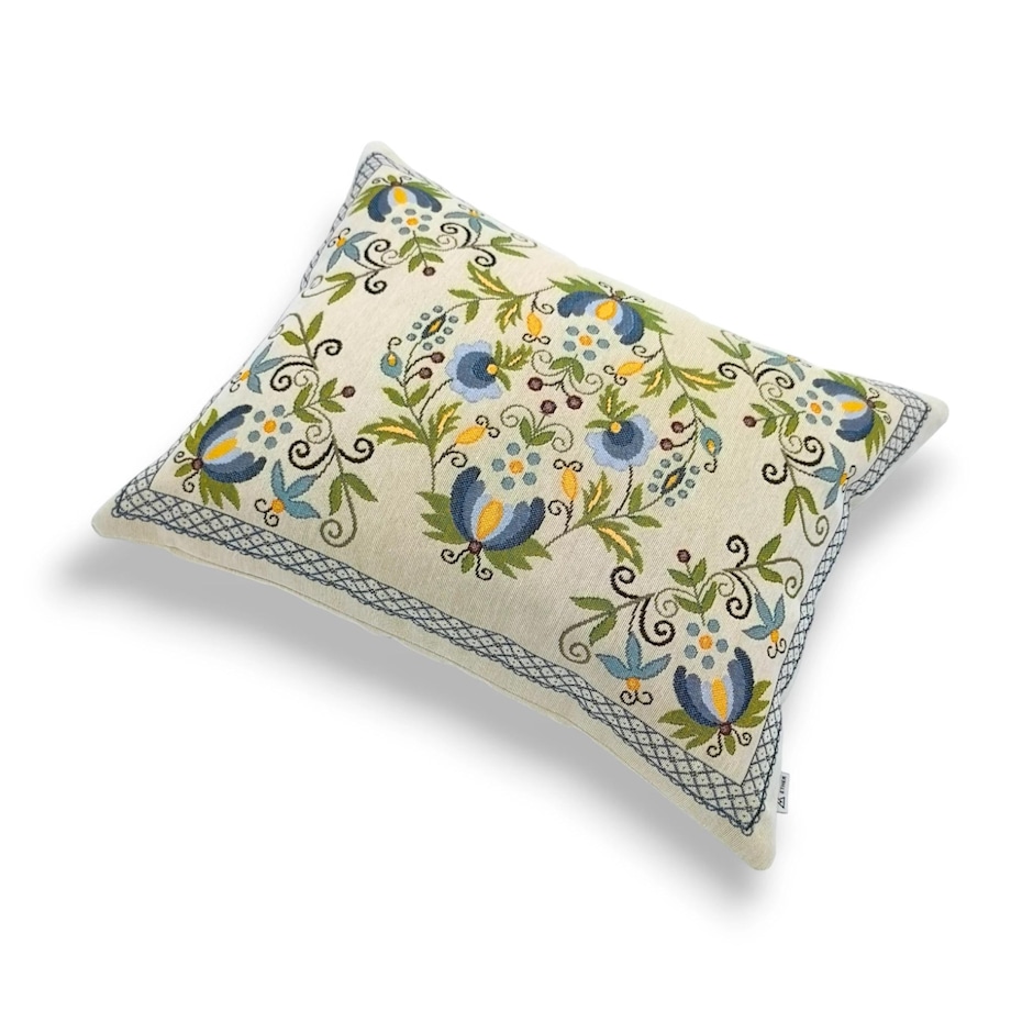 Dwustronna folkowa podłużna poduszka gobelinowa 46x36 Legenda