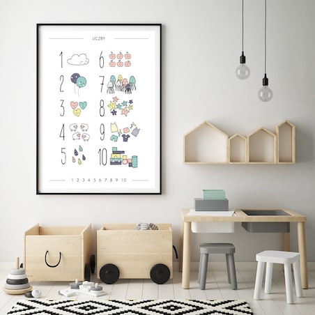 Plakat dla dzieci Liczby pastelowe 50x70