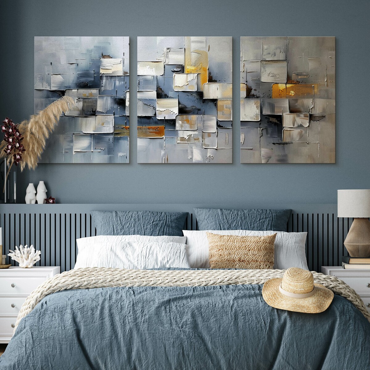 3x Obraz Do Salonu Set Abstrakcja Imitacje Farby Nowoczesny Styl 30x40cm