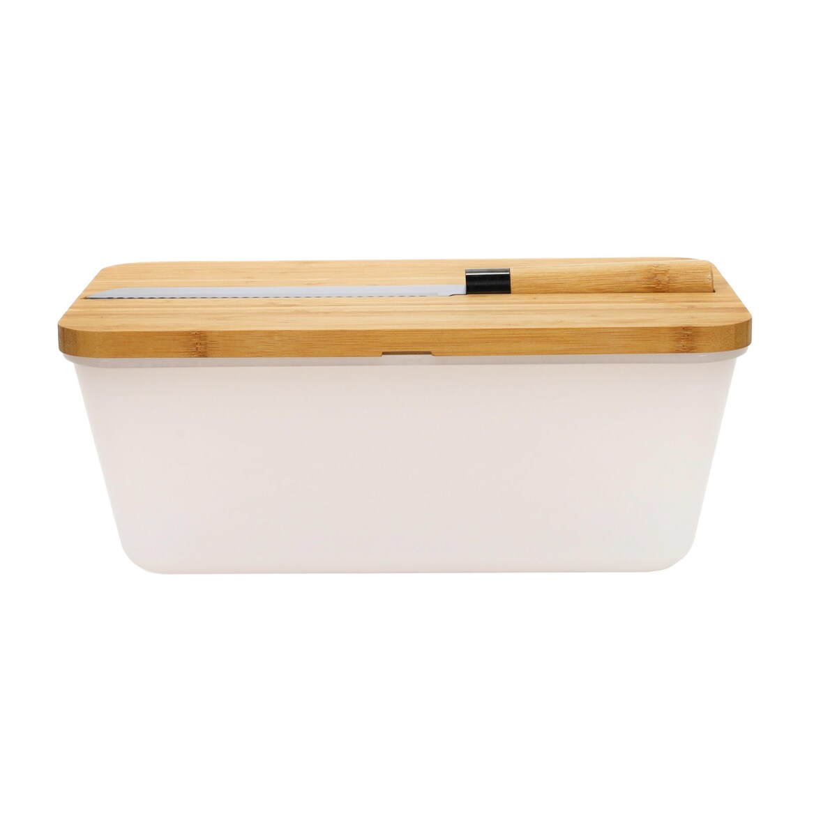 Chlebak z bambusową pokrywą i nożem do pieczywa, 35 x 20 cm