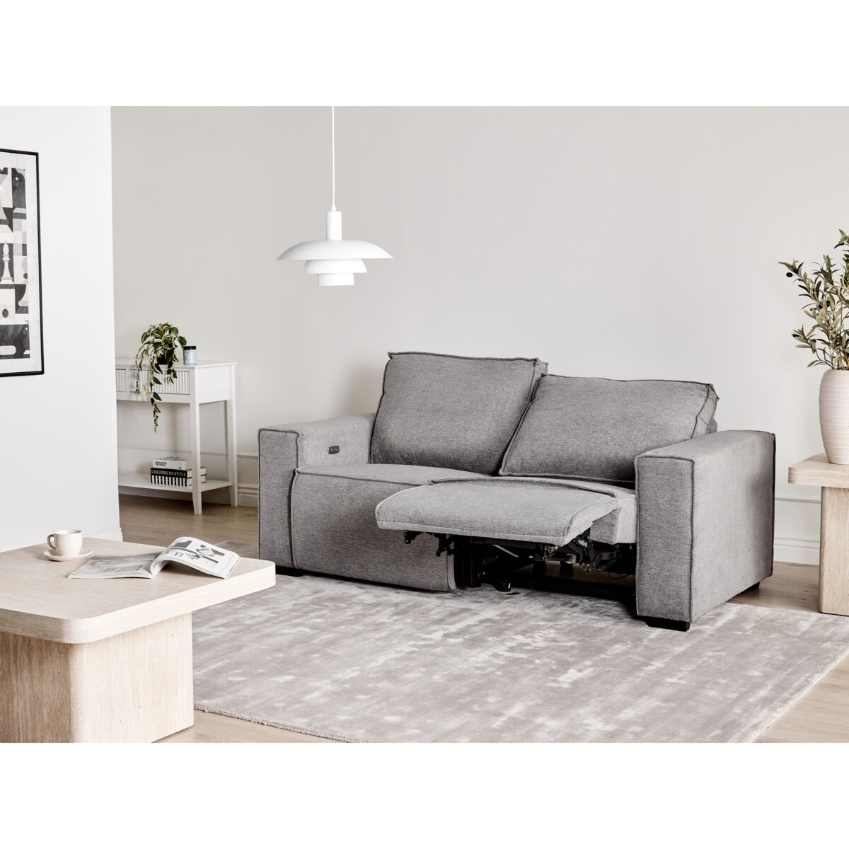 Sofa z elektryczną funkcją relaksu NUKARI Szary dla 3 osób