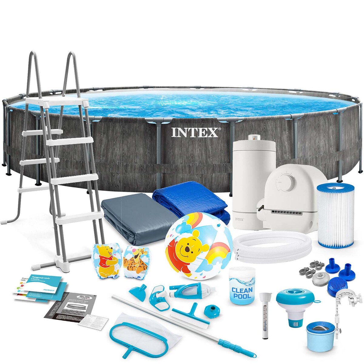 Basen ogrodowy stelażowy Intex 26744 549x122cm 21w1 zestaw gotowy na lato