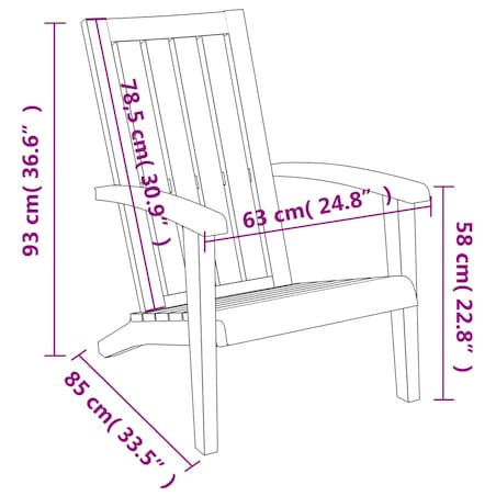 vidaXL Krzesło ogrodowe Adirondack, jasnobrązowe, polipropylen