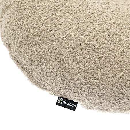 Poduszka okrągła z guzikiem, jasno beżowa bukla, ⌀37 cm, Boucle Teddy