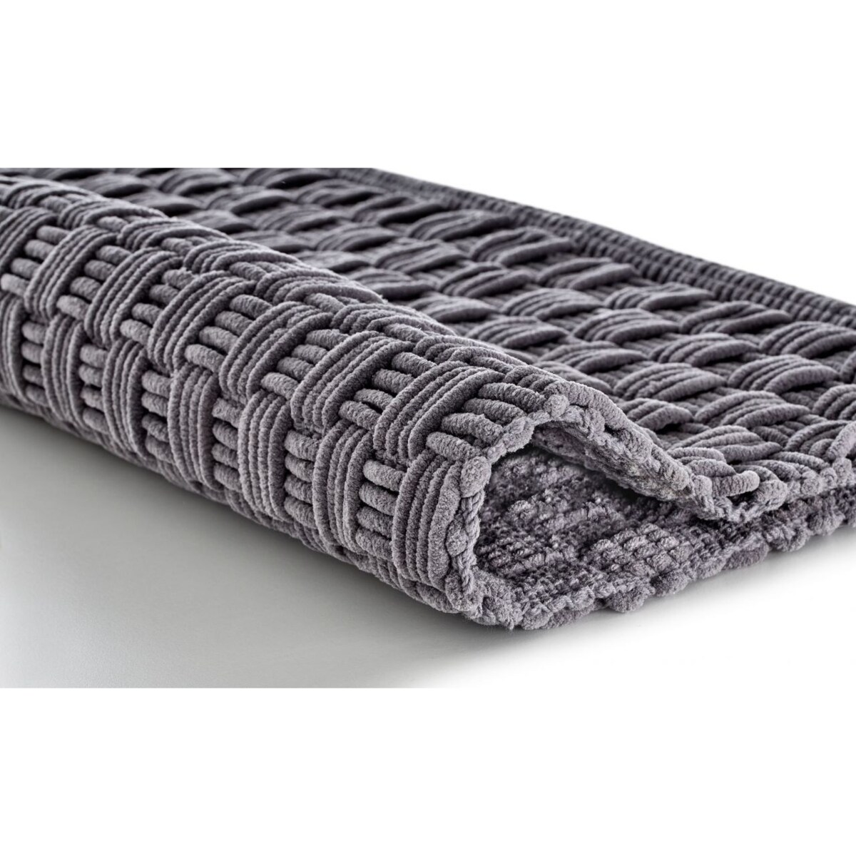 Kleine Wolke Matino ręcznie tkany dywanik łazienkowy 60x60 cm szary nić szenilowa