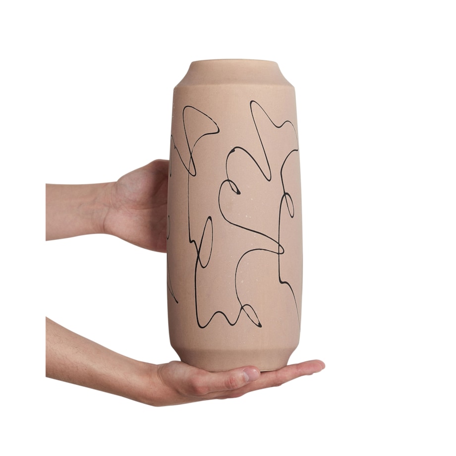 Kamionka Wazon na kwiaty 33 cm Beżowy Czarny SUNFISH