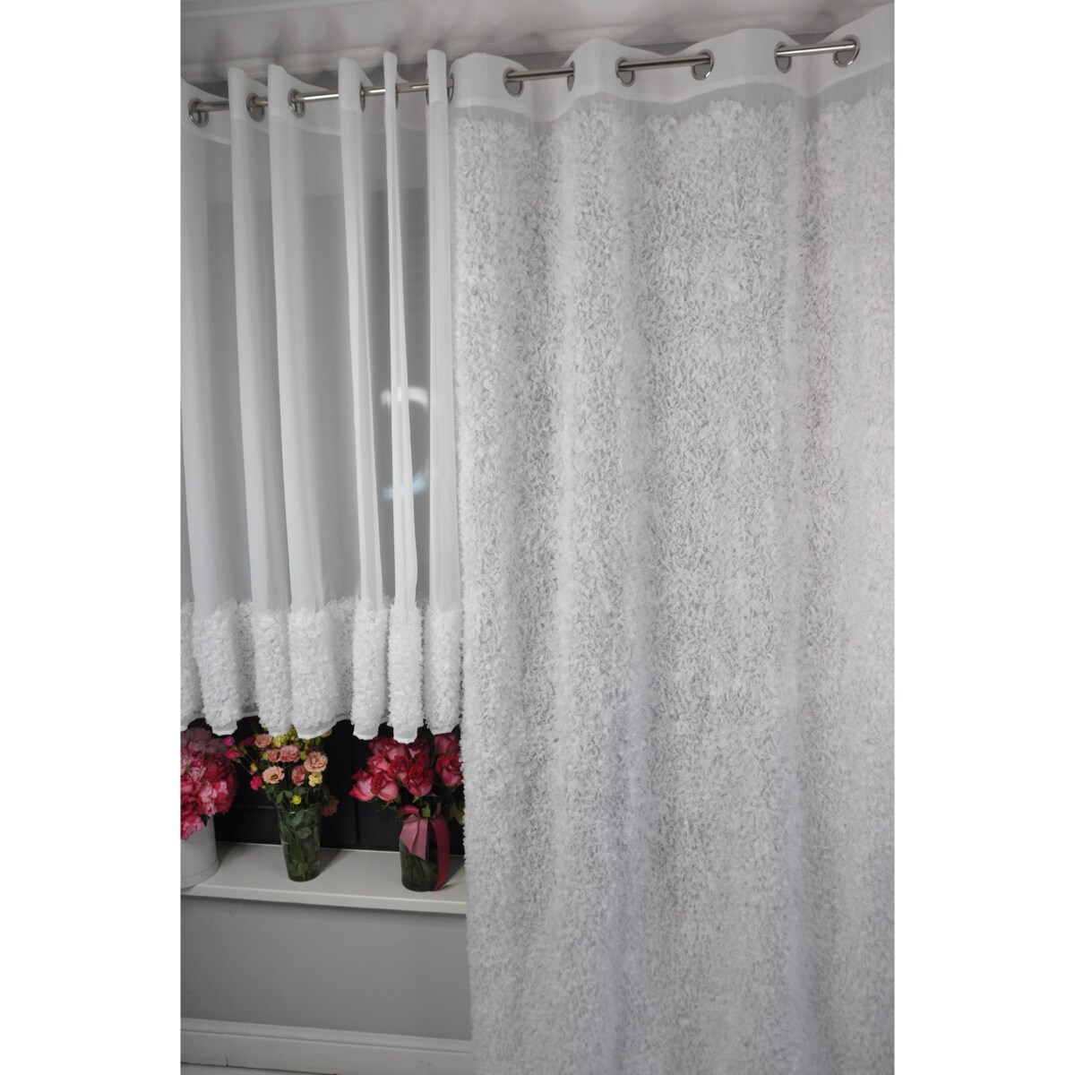 zasłona "lumiere 3d" z szyfonu biała | 140x250 przelotki