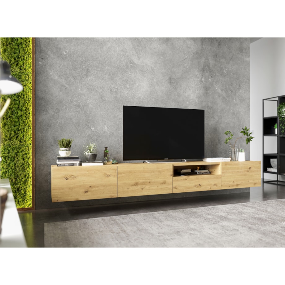 Szafka RTV Loft Stojąca / Wisząca Dąb Artisan MAT Komoda RTV Szuflada 240 cm