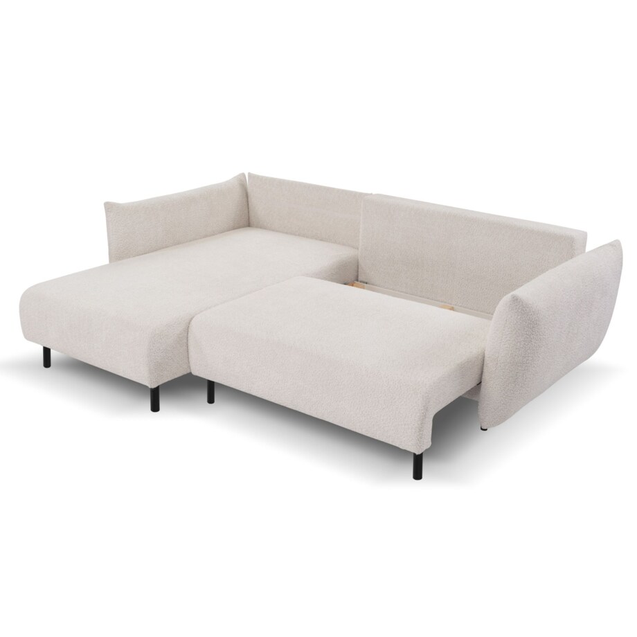 Narożnik DELI z funkcją spania na nóżkach, lewostronny, beżowy