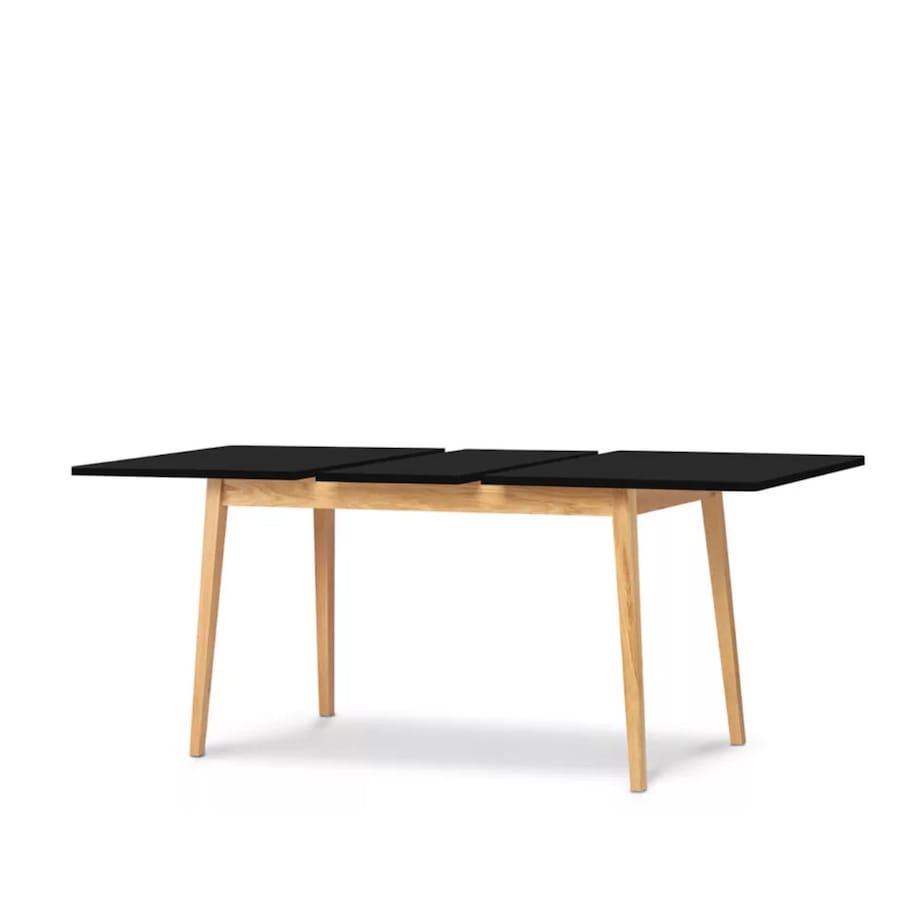 KONSIMO FRISK Czarny rozkładany stół w stylu skandynawskim