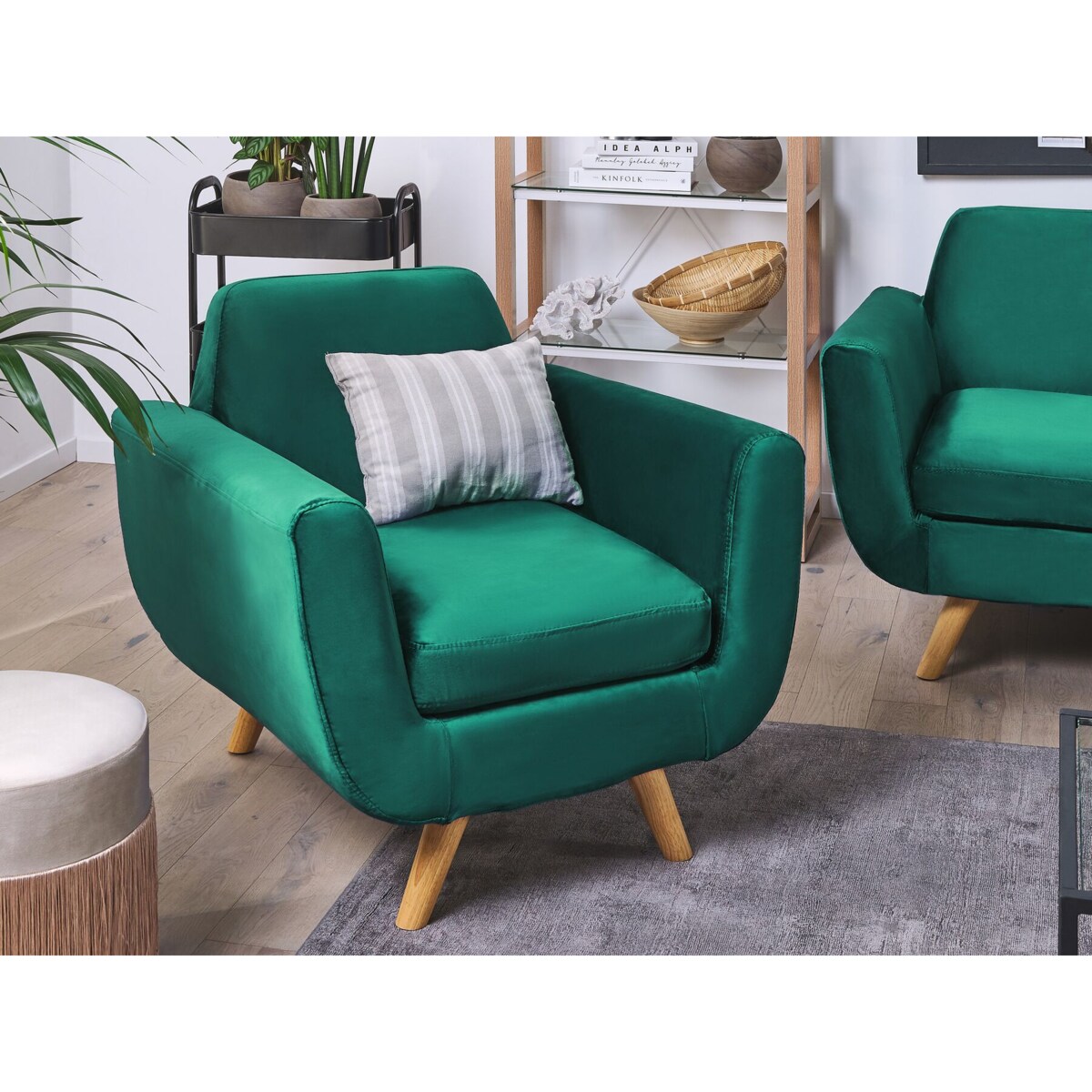 Pokrowiec na fotel welurowy zielony BERNES