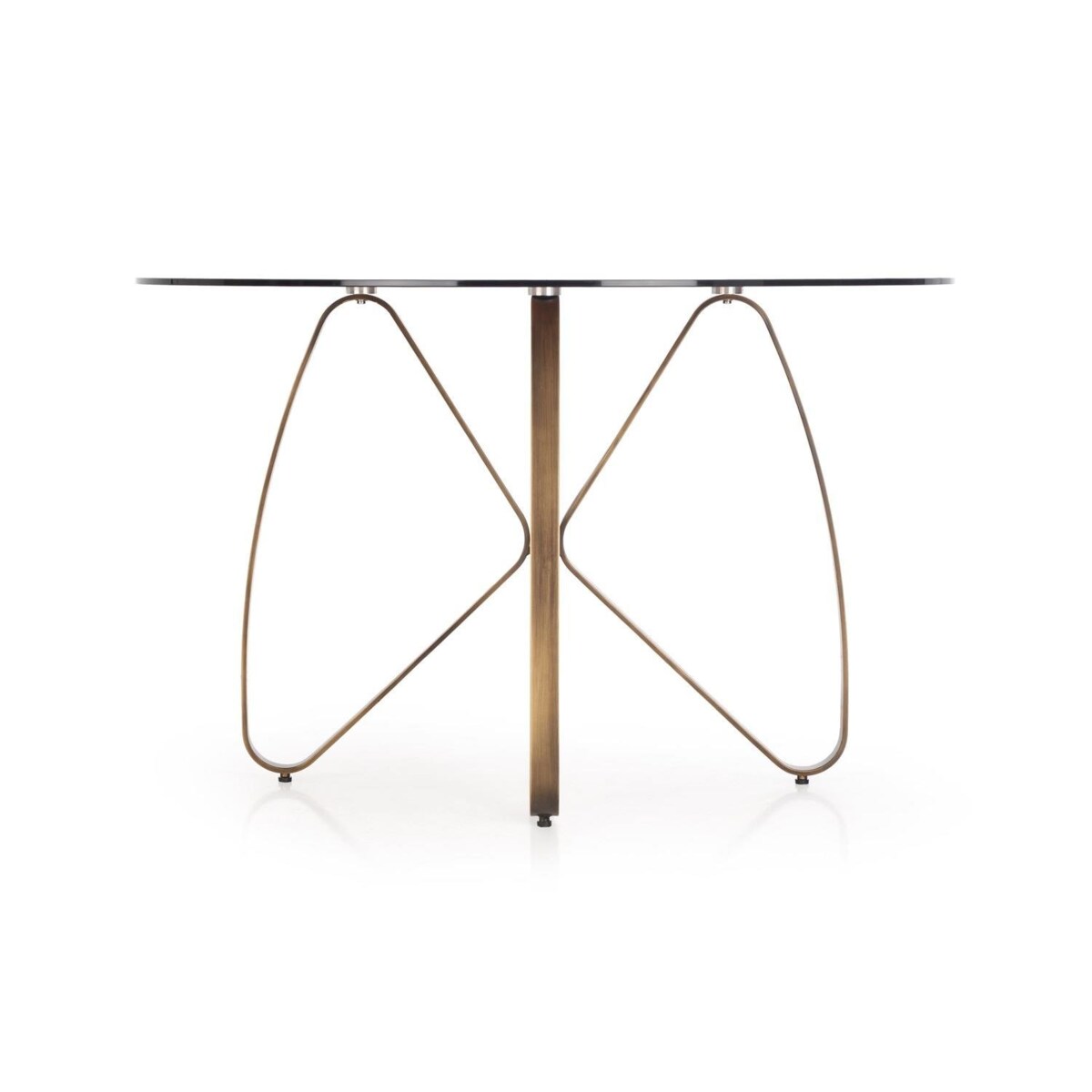 STÓŁ OKRĄGŁY 120 cm Luna SZKLANY BLAT brązowy ZŁOTE NOGI