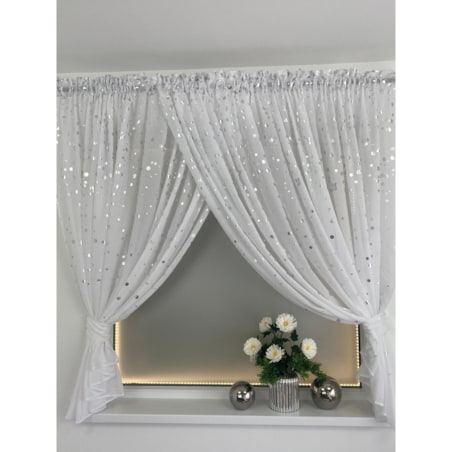 Firana gotowa srebrne akcenty 400x250 cm