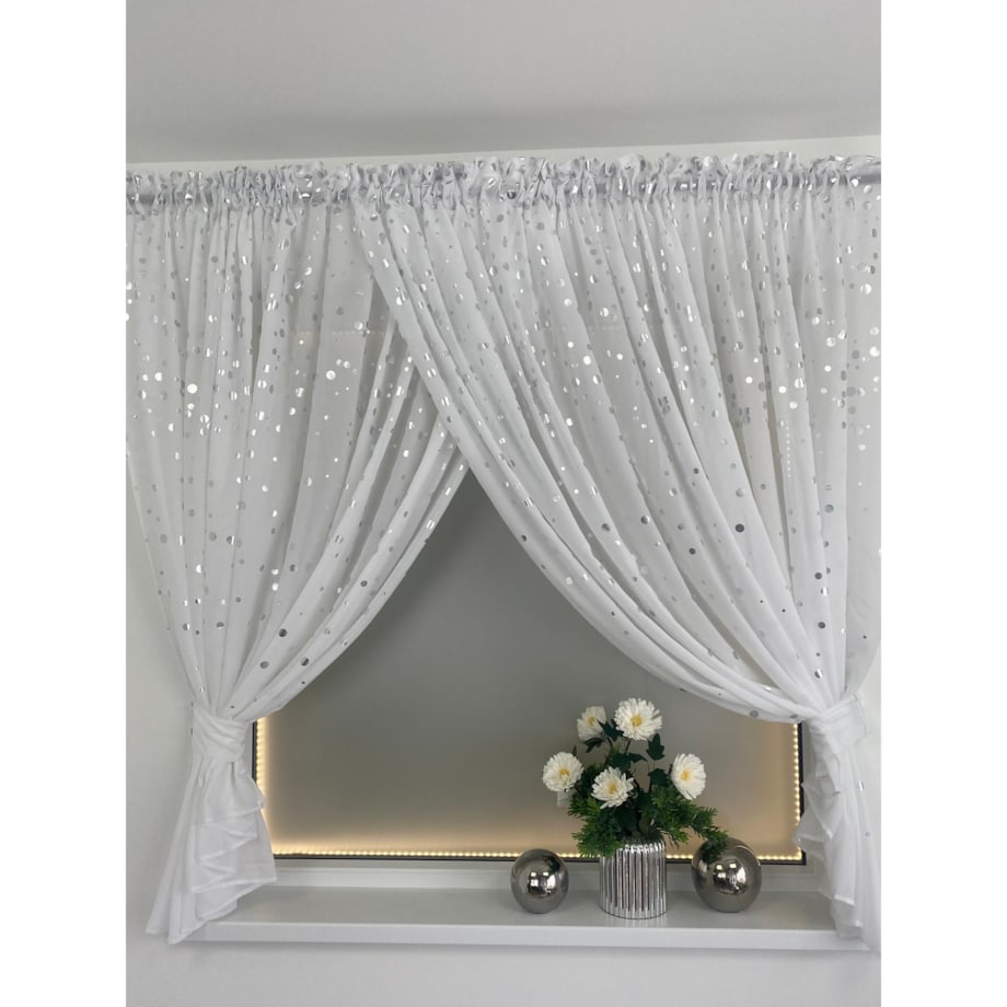 Firana gotowa srebrne akcenty 400x250 cm