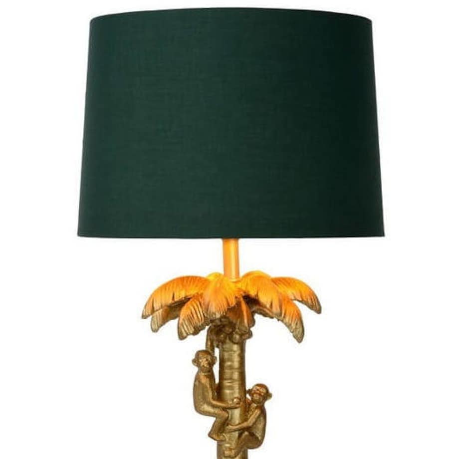 Dekoracyjna LAMPA biurkowa EXTRAVAGANZA COCONUT 10505/81/02 Lucide abażurowa LAMPKA orientalna na stół małpki zielone złote