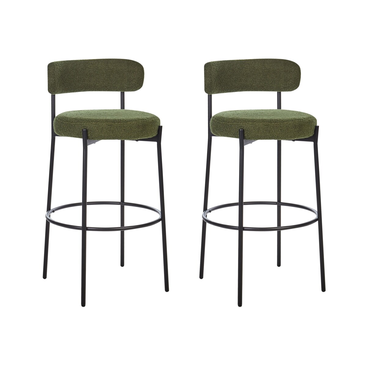 Zestaw 2 krzeseł barowych ALLISON Boucle Zielony