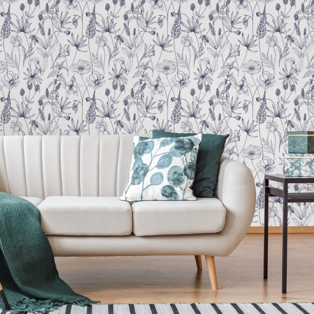 Tapeta Rysowane KWIATY Zioła Natura w Stylu Retro