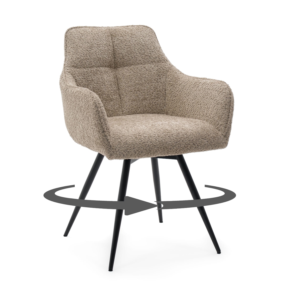 Krzesło tapicerowane obrotowe boucle do salonu QUATTRO beżowe