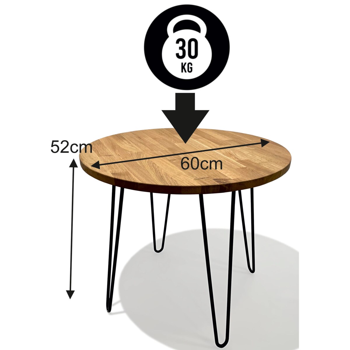 Stolik kawowy Tavolo dębowy LOFT okrągły 60cm