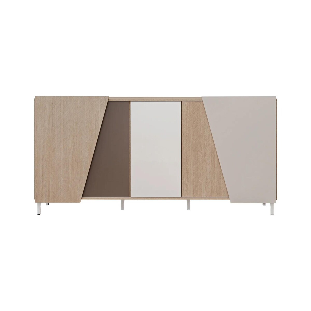 Komoda VISTE 180 dąb/beżowa/biały połysk