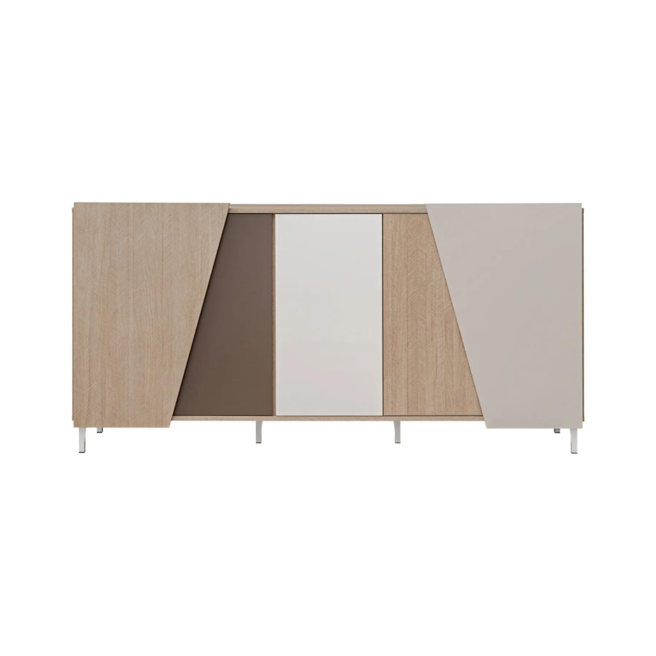 Komoda VISTE 180 dąb/beżowa/biały połysk