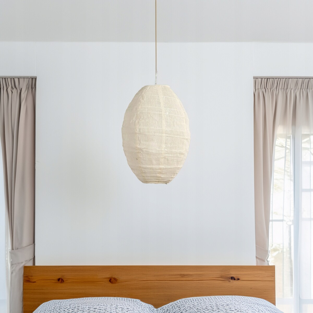 LAMPA SUFITOWA WISZĄCA DO SALONU NAD STÓŁ BOHO JUTOWA BEŻOWA duża 45cm