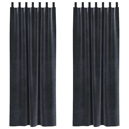 vidaXL Zasłony z zasłonami 2 pcs ciemno szary 140 x 260 cm Aksamit