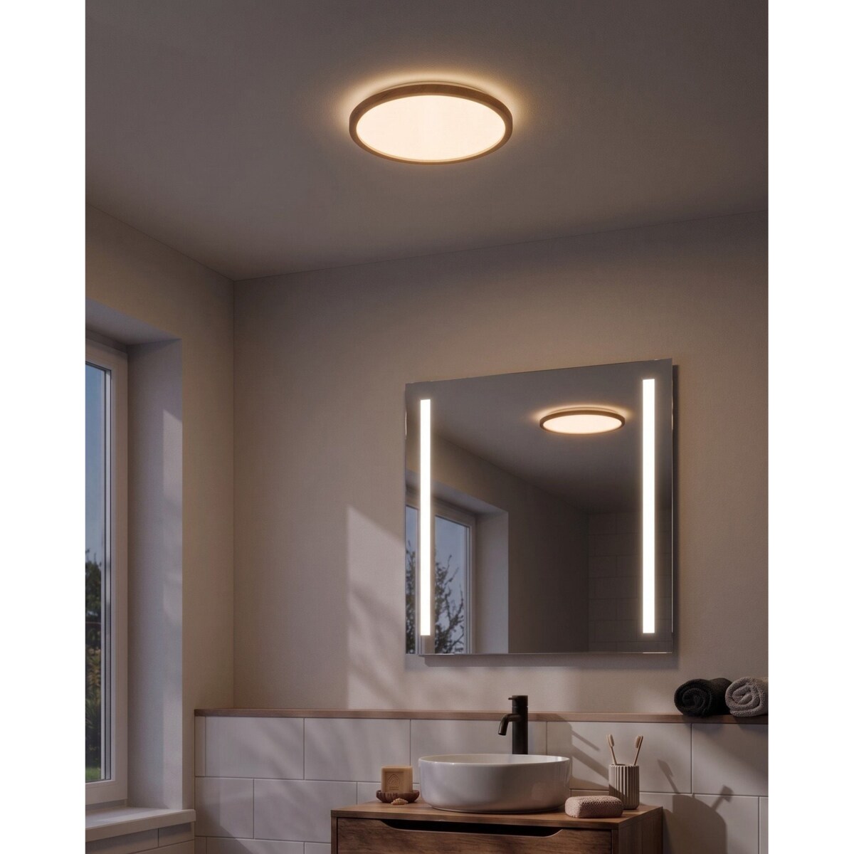 Lampa sufitowa LED VELORA Z pilotem Ze ściemniaczem Jasnobrązowy